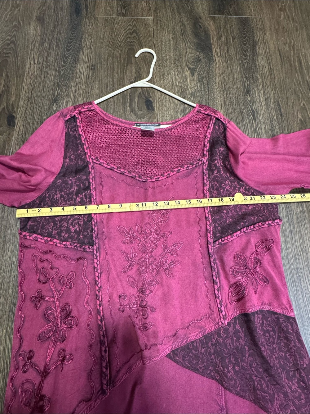 The Pyramid Collection Womens Patchwork Embroidered Rayon Tunic Top XL Boho - Picture 9 of 10